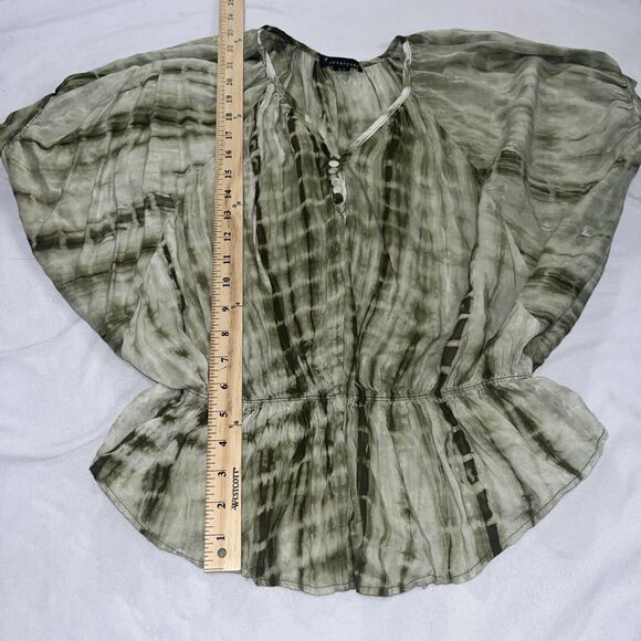 Vintage Y2K Forever 21 Green Tie Dye Dolman Sleeve Blouse Small - Picture 8 of 11
